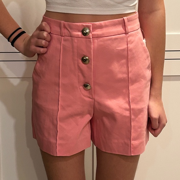 Zara High Waisted 3 button shorts, pink, size Small - Picture 6 of 7